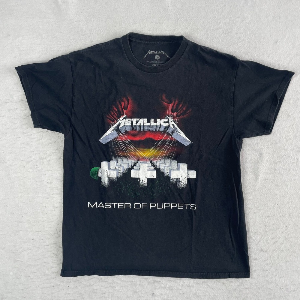 Metallica T-Shirt Men Large Black Master of Puppets Heavy Metal Rock Band